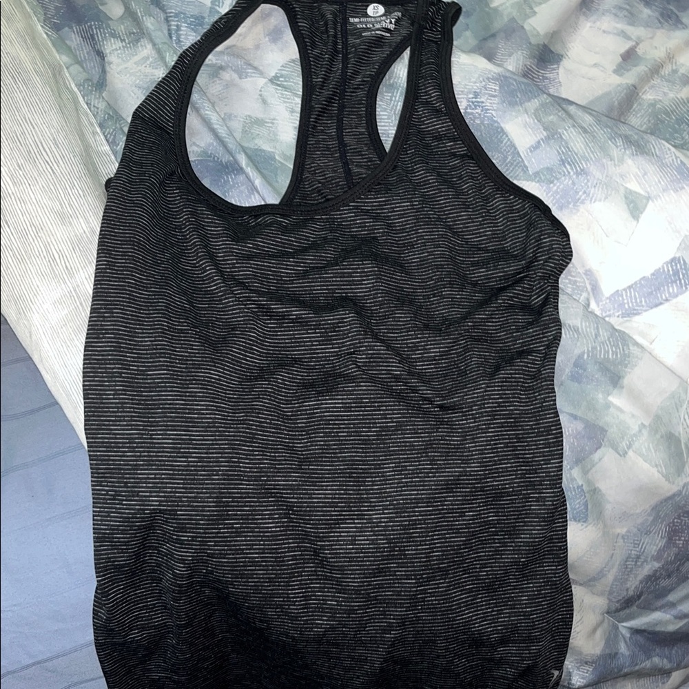 Old Navy Black and Gray Striped Tank Top